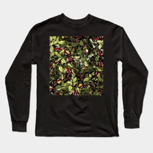 Bird Leaves Floral Nature Pattren Long Sleeve T-Shirt